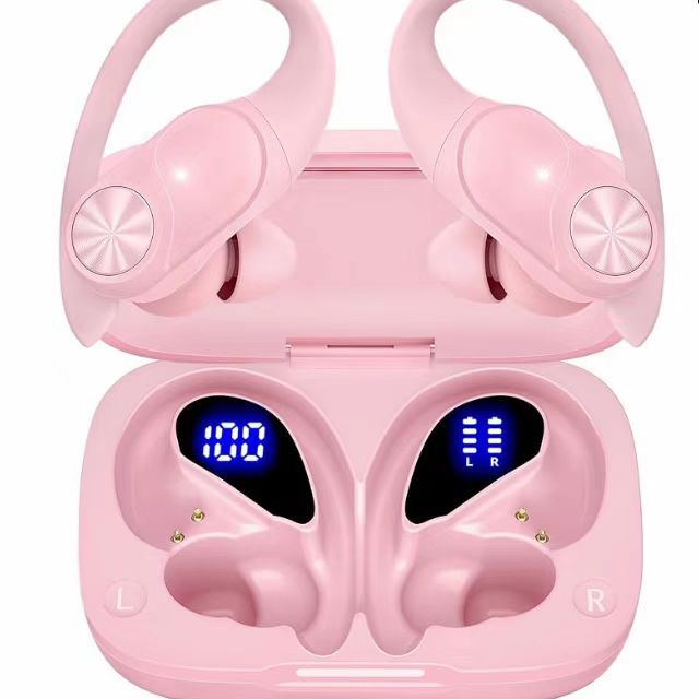 Auriculares deportivos color verde oscuro con estuche
